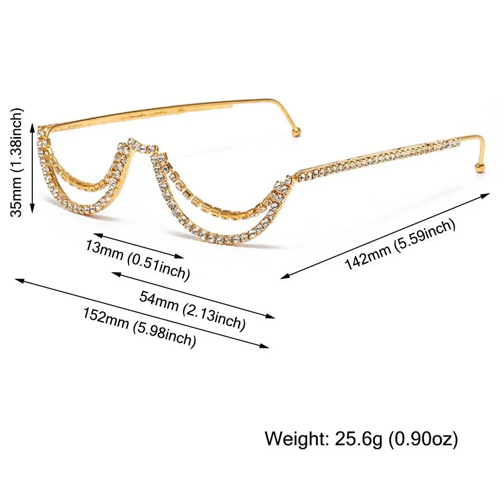 Хрустальная оправа для очков в форме луны без линз золото серебро декоративная