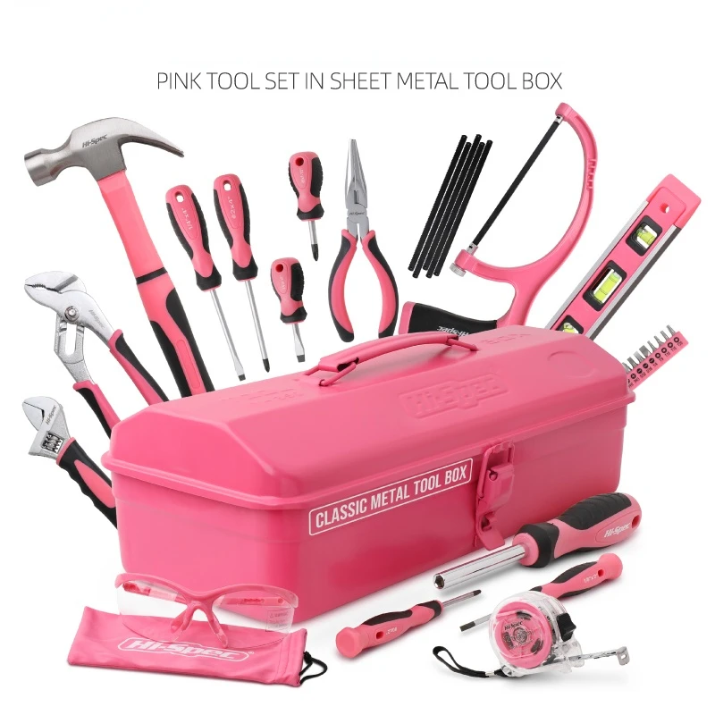 Household Tool Set Multifunctional Full Set Pink Gift Toolbox High Carbon Steel Material Hardware Tools Daquan Daily Toolbox