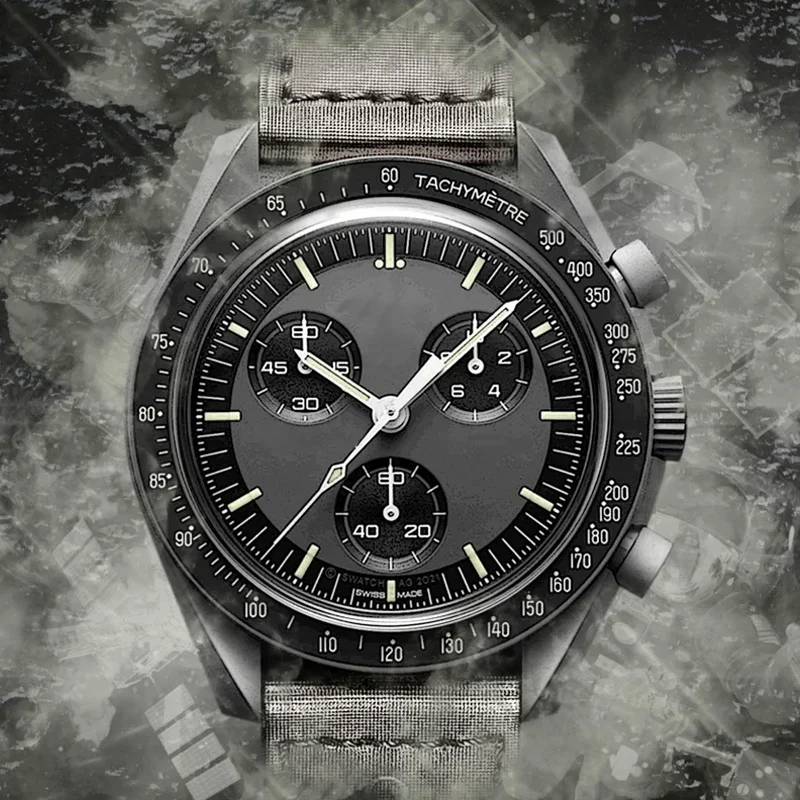 

2022 New Waterproof 6-pin Full-featured Speedmaster Planet Men Women Designer Quartz Watch High-quality Clock Alloy Swatch