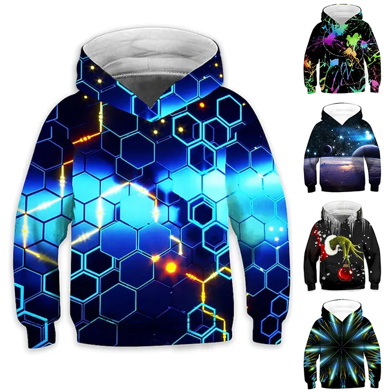 

Осенне-зимний пуловер с принтом, новый дизайн, Детская Повседневная Уличная толстовка с круглым вырезом, свитер, модные топы с длинными рукавами и карманами для мальчиков