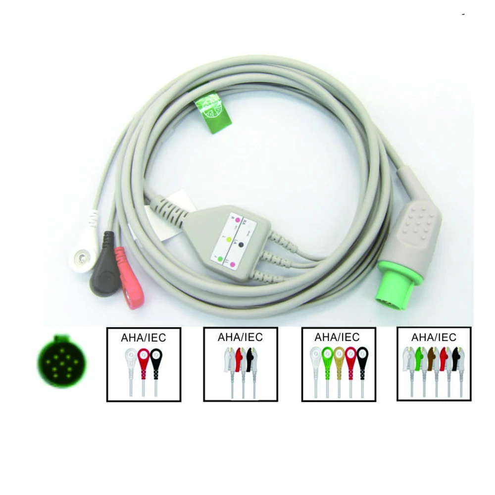 

Compatible Hellige Ccardioserv Patient Monitor, 3/5 Lead Wire with Clip/Snap, ECG EKG Cable, ECG Data Monitoring Workstation