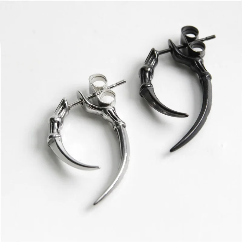

1Pc Punk Stainless/Titanium Steel Eagle Claw Stud Earrings Personality Black/Steel color Screw Earrings Women Man Jewelry Gifts
