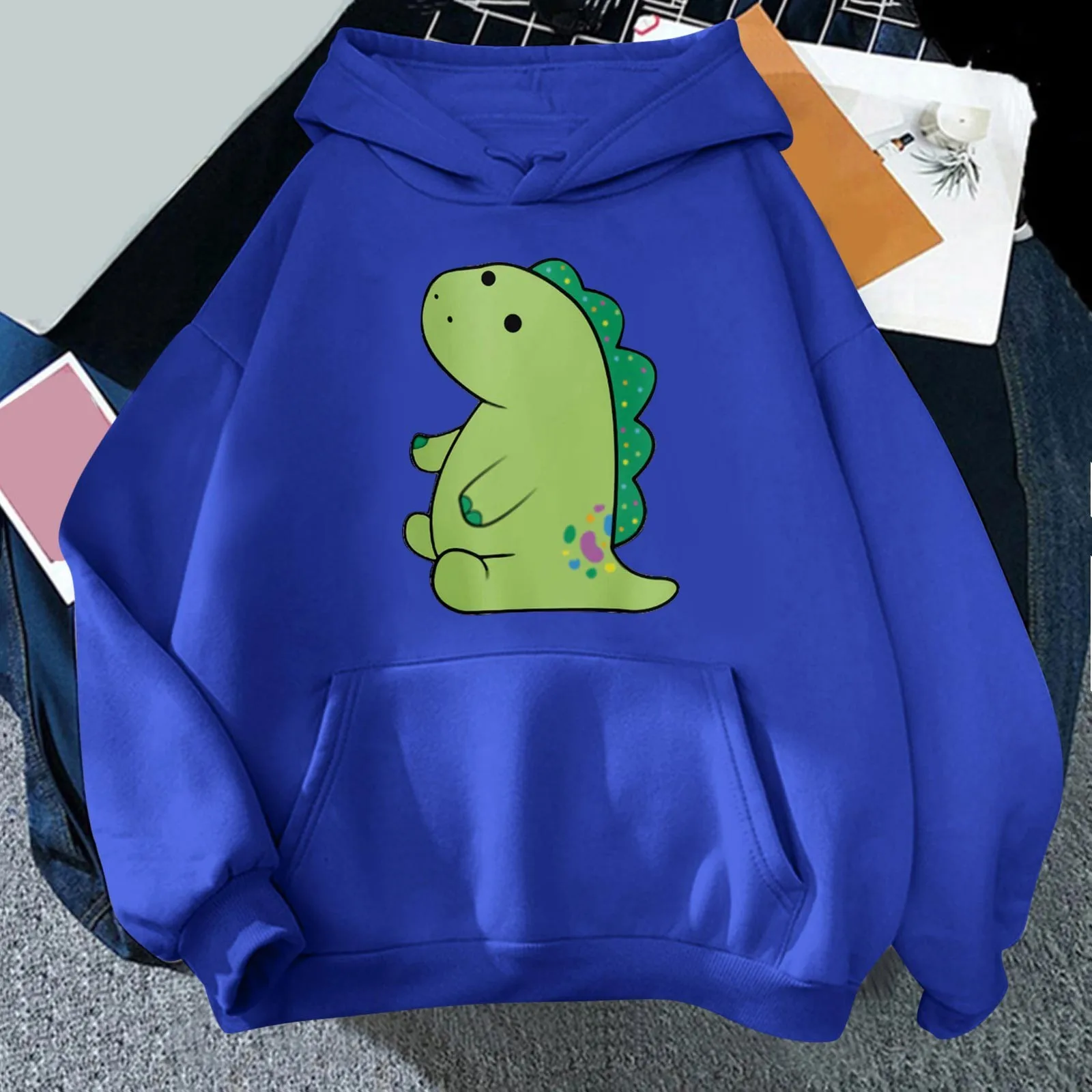 

Женские толстовки на молнии спереди, Свободный свитшот с милым принтом, толстовка с капюшоном для девочек-подростков, одежда с длинным рука...