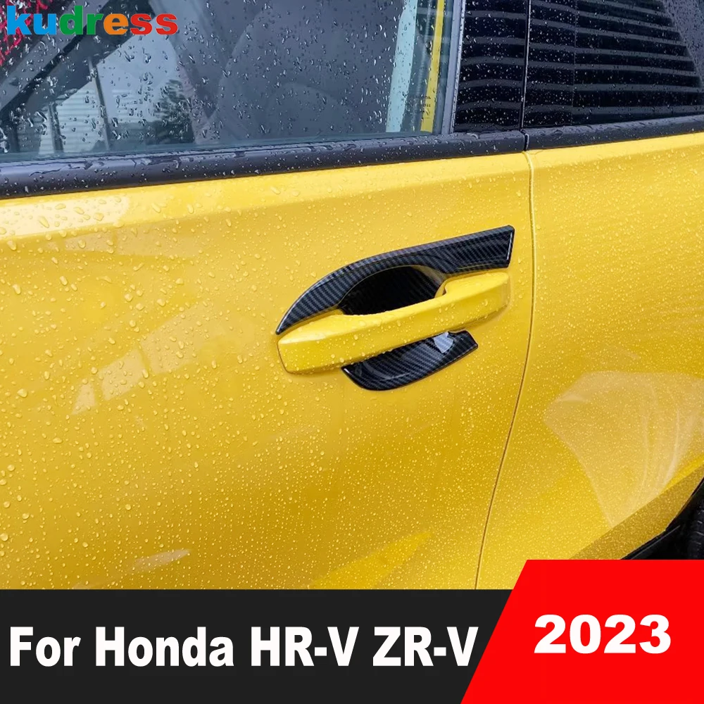 

Крышка для дверной ручки, чаши, отделка для Honda HR-V 2023, внешние автомобильные ручки из углеродного волокна, крышки для чашек, молдинговые наклейки, аксессуары