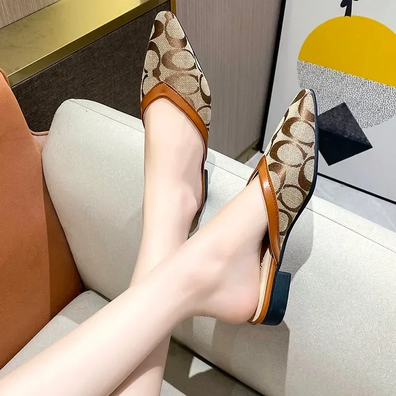 

Women's Slippers Shoes for Women 2023 Fashion Mixed Colors Pointed Toe Shoes Mules New Sexy Concise Casual Slippers Women Female