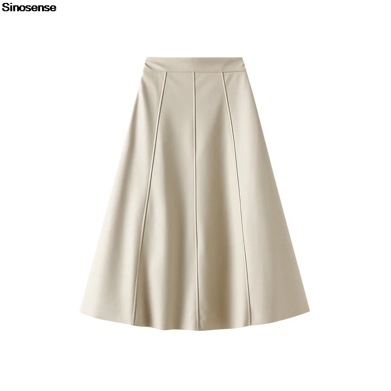 Женская винтажная юбка-миди из искусственной кожи с талией Hiigh расклешенная юбка