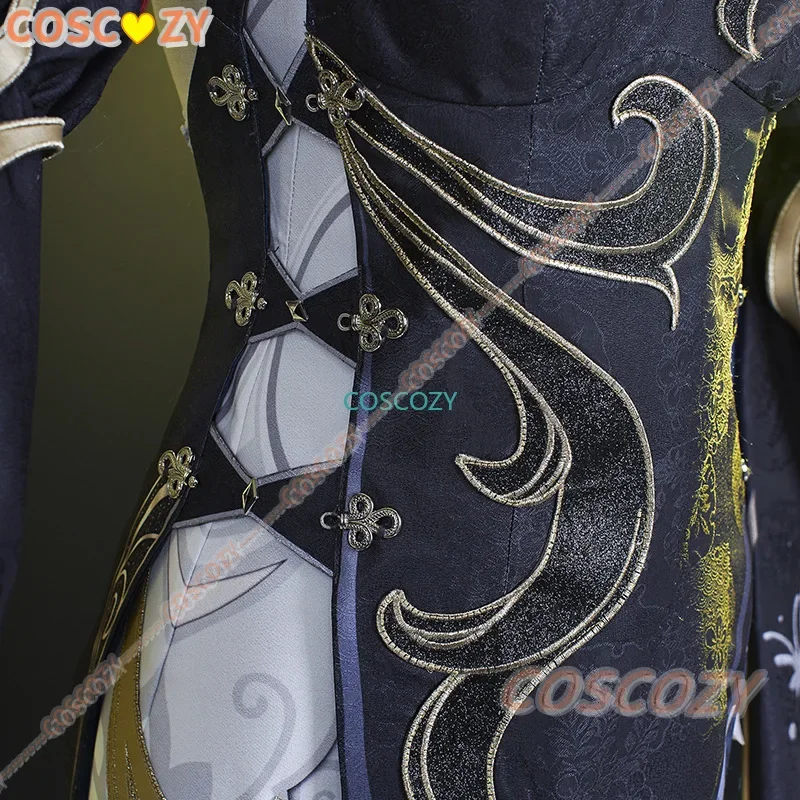 Игра Genshin Impact Shenhe Косплей Костюм Парик Женское Сексуальное Черное Вечернее