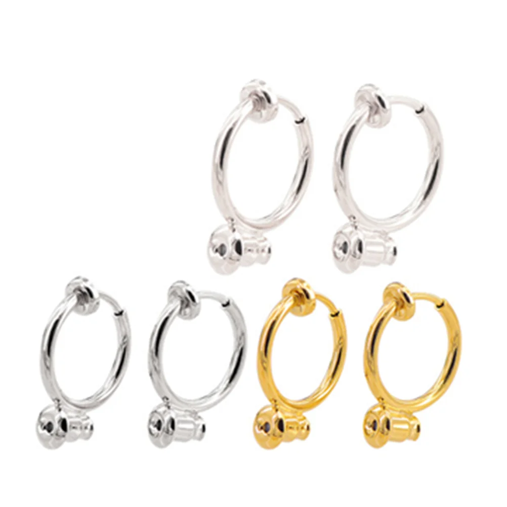 18 шт. серьги с сохранением цвета без отверстий непористые гладкие зажимы для