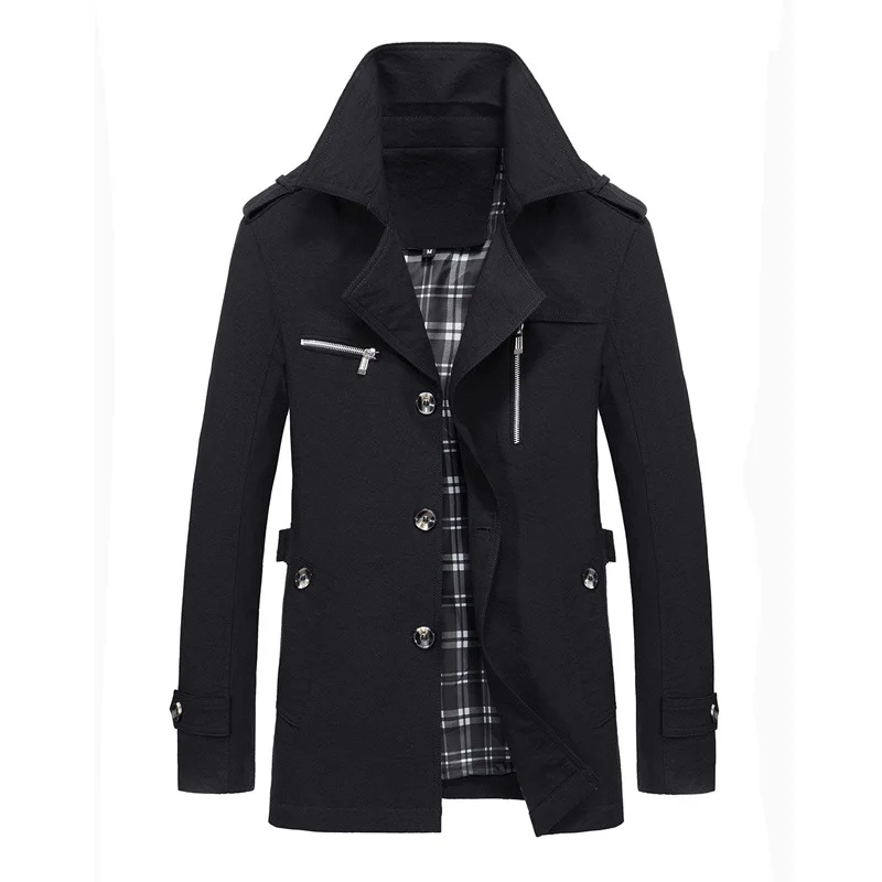 

Autumn and winter new windbreaker men's British style mid-length casual men's top loose coat trench coat