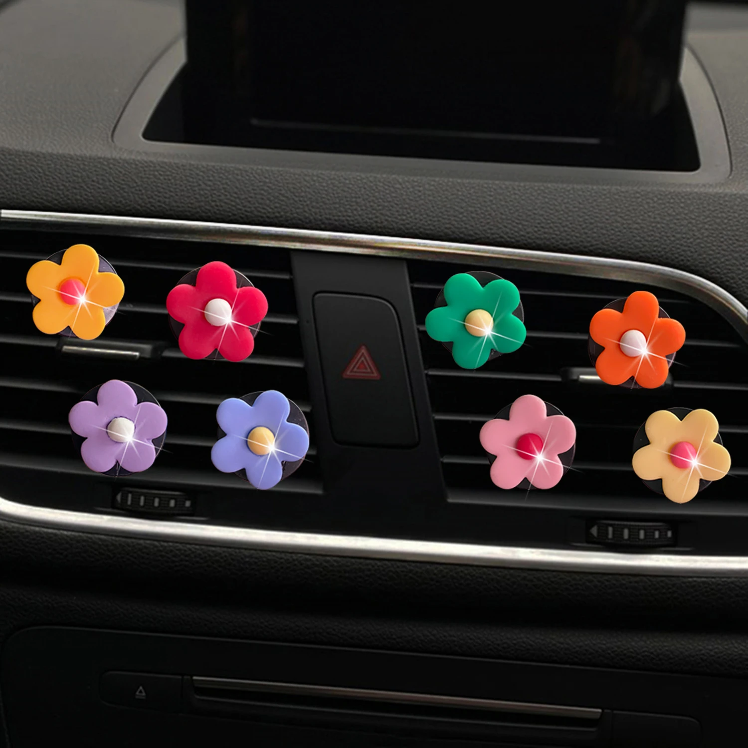

8 Pcs Cute Daisy Car Air Fresheners Vents Clips Car Diffuser Clips Rhinestone Glam Car Perfume Interior