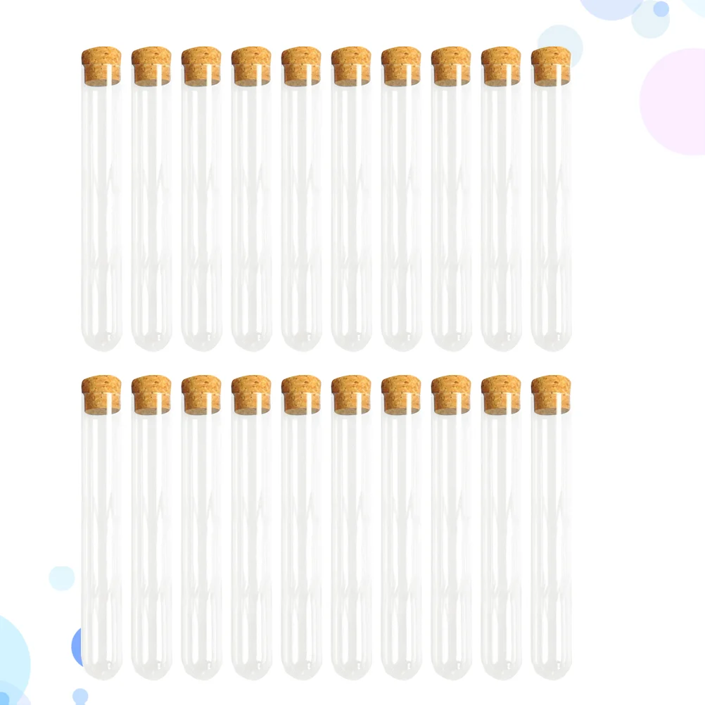 

30PCS Clear Test Tubes with Cork Stoppers Plastic Test Bottle Storage Bottle for Scientific Experiments