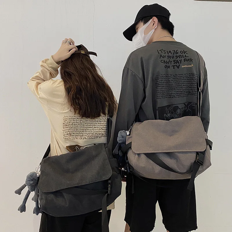 

Вместительная Холщовая Сумка, рабочая одежда, ветрозащитная Сумка почтальона, модный студенческий рюкзак, удобная сумка-мессенджер через плечо