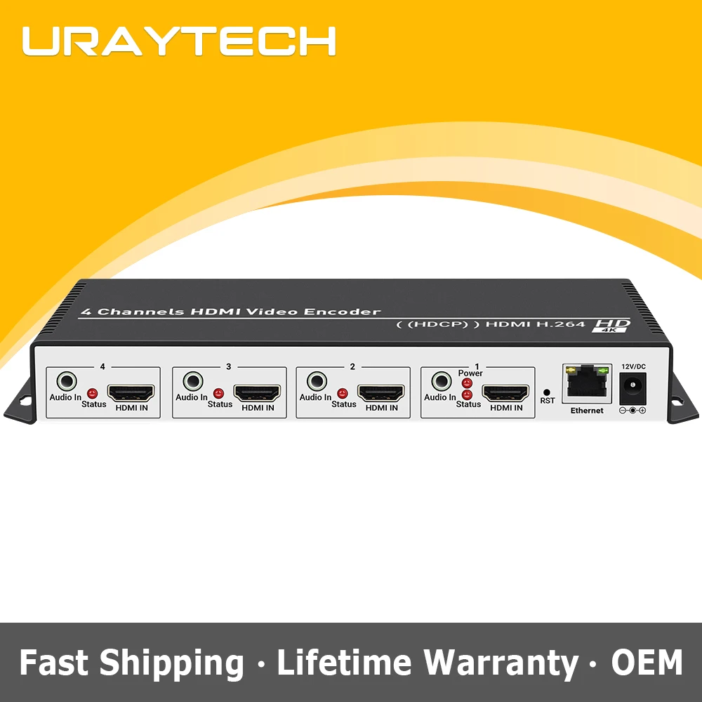 4-канальный 4K HEVC H.265 H.264 HDMI видеокодер HDMI-IP потоковый энкодер с HTTP RTSP RTMPS SRT HLS ONVIF UDP RTP