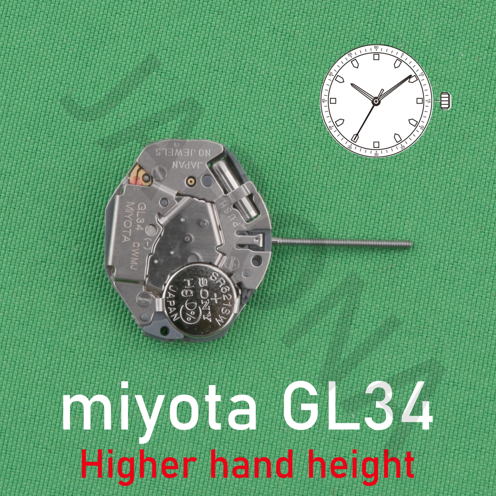 

GL34 movement japan miyota GL34 movement Slim movement. Higher hand height enables designs that take advantage of dial depth.