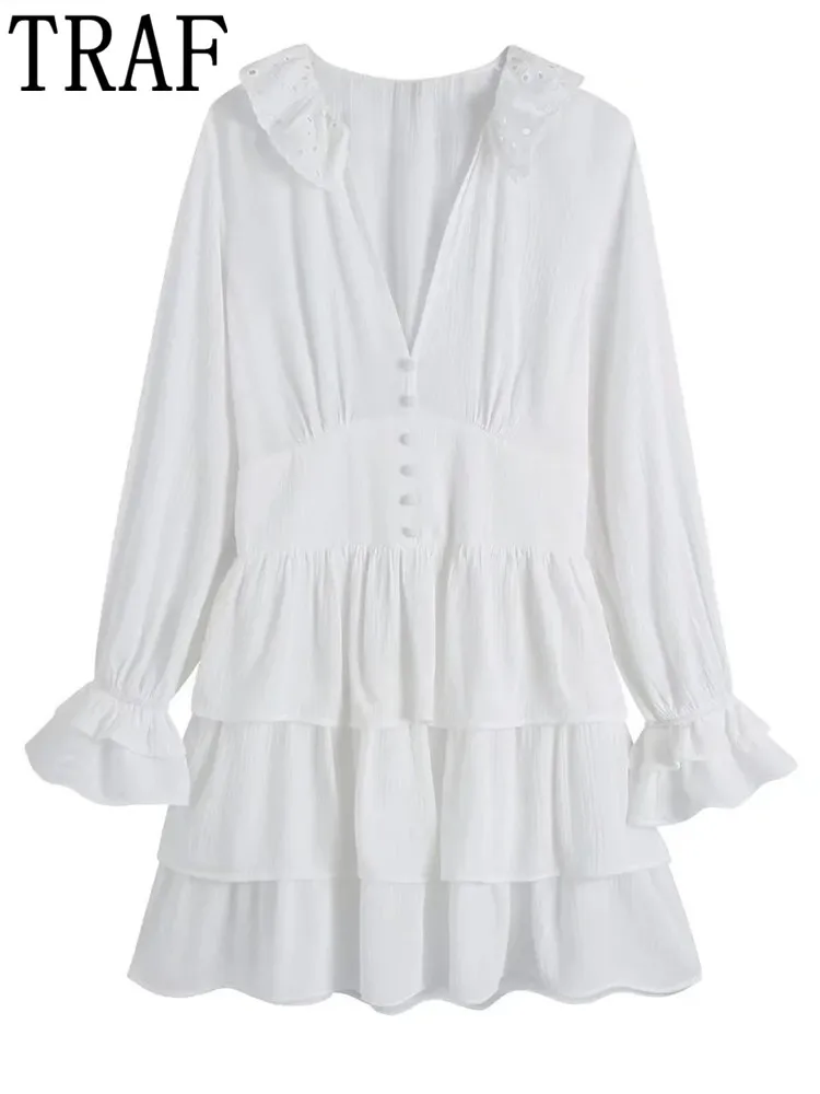 

Женское короткое платье с вырезом, воротником «Питер Пэн»