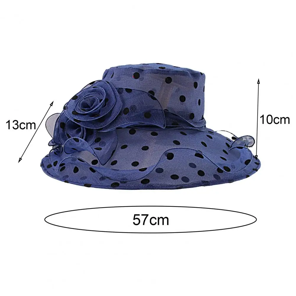 

Useful Panama Hat Anti-UV Washable Decorative Floral Design Dot Women Sunhat