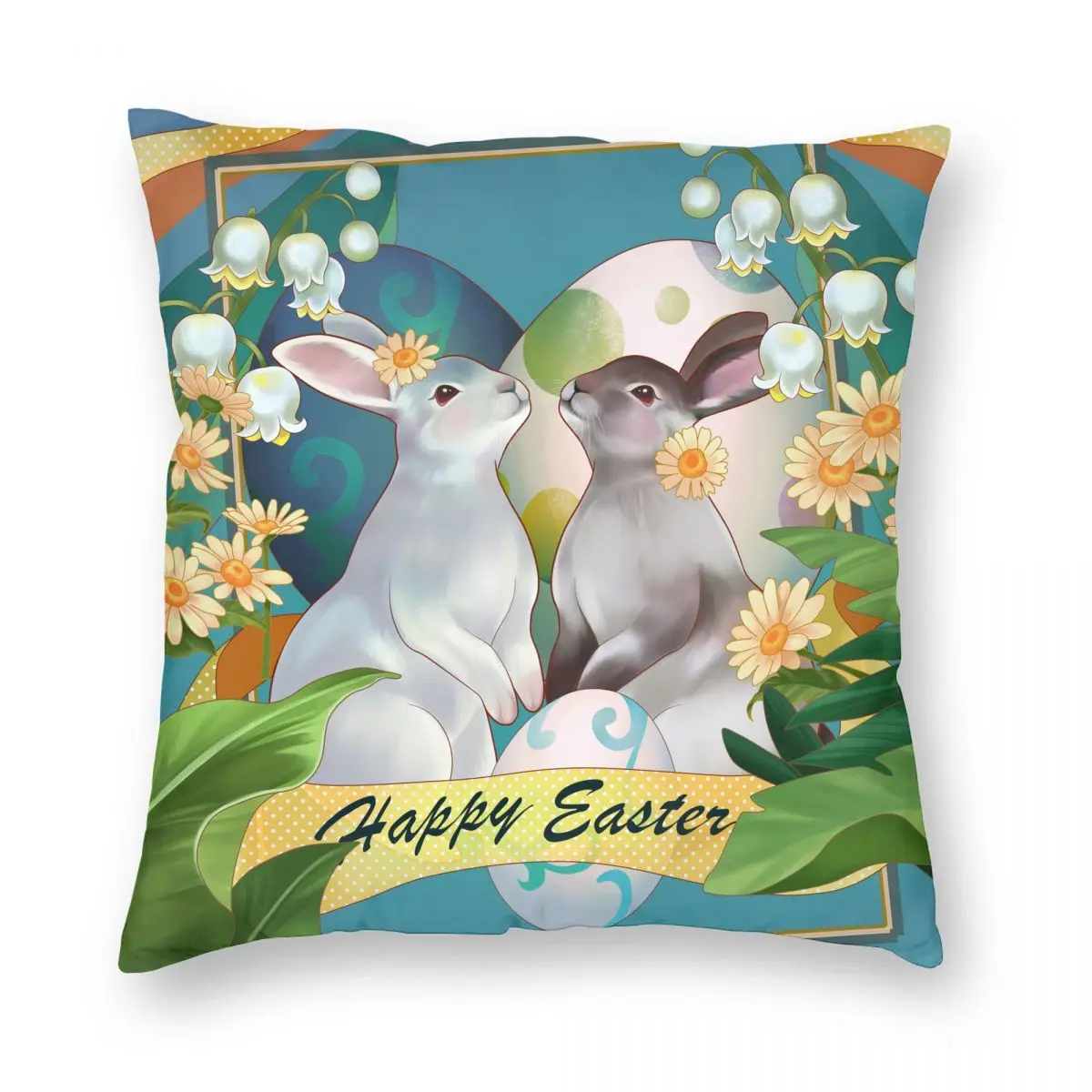 

Easter Rabbit Pillowcase Double-sided Printing Cushion Cover Decoration Easter Pillow Case Cover Living Room Drop Shipping 40X40
