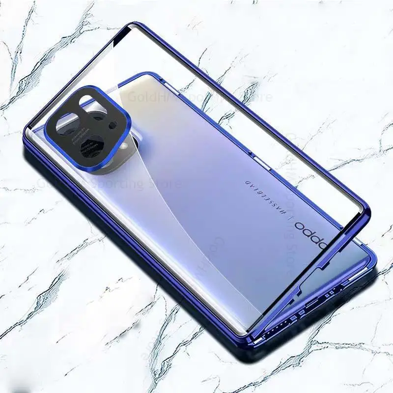 for oppo find x5 pro magnetic adsorption tempered glass phone case for find x5 pro 5g 360 double sided film protector flip cover free global shipping