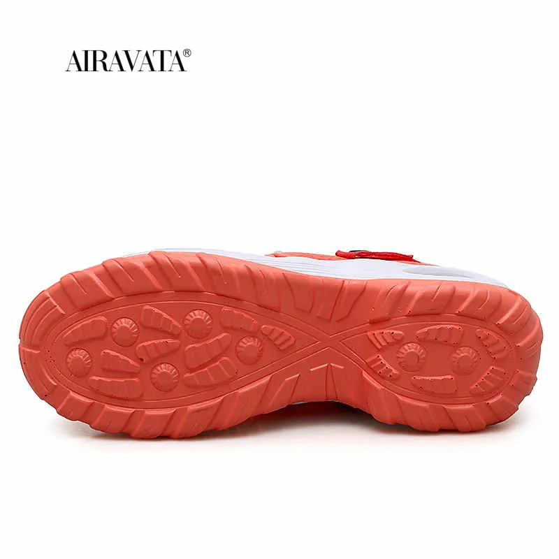 Women Sneaker Breathable Casual Sandals Height Increasing Air Cushion Rocking Shoes Buckle Round Toe Platform Single Shoes