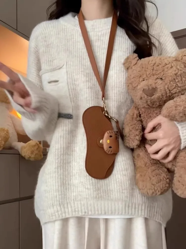 Idle Sle Pullover Sweater Women Autumn and Winter Soft Glutinous Design Sense Advanced round Neck Loose Korean Series...