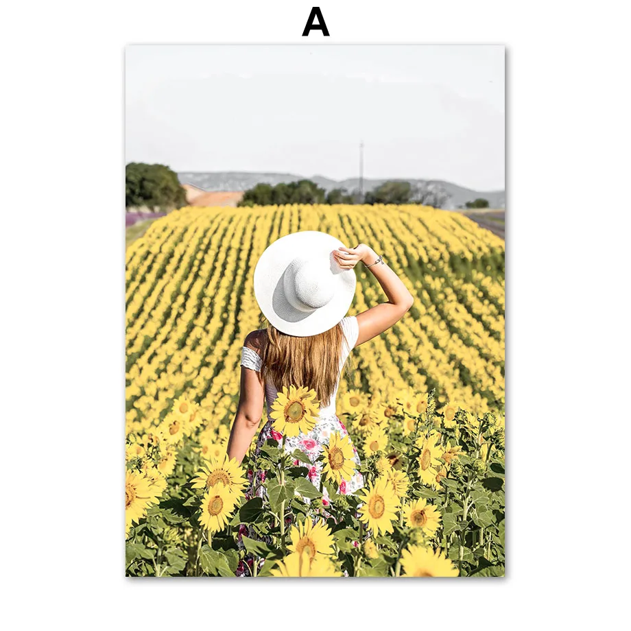 Sunflower Girl Pinwheel Butterfly Quotes Wall Art Canvas Painting Nordic Posters And Prints Pictures For Living Room Decor |