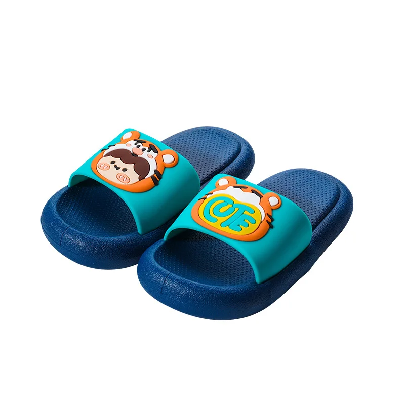 

Шлепанцы детские с мультяшным рисунком, ПВХ, для дома и ванной, Симпатичные однотонные, с тигром, для мальчиков и девочек, желтые Тапочки