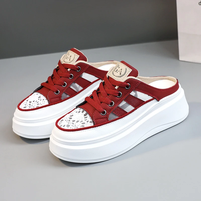 

Summer Women's Inner Height Increasing Slippers Ladies Platform Sandals Outdoor Breathable Mesh Wedges Comfortable Woman Shoe