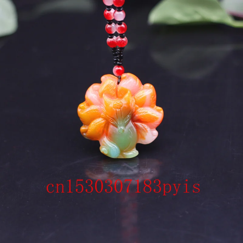 Купи Natural Color Jade Pendant Nine Tailed Fox Necklace Fashion Charm Jewelry Chinese Carved Accessories Amulet Gifts for Men Women за 545 рублей в магазине AliExpress