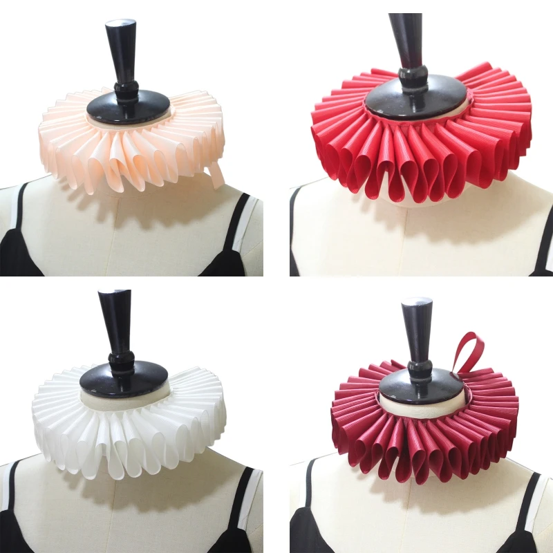 

Renaissance Neck Ruffled Collar Cape Retro Webbing Clown Cosplay Layered Choker Necklace Wrap Scarf Victorian Halloween Party