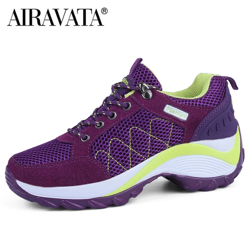 Women  Hiking Shoes Breathable Height Increasing Lace-up Climbing Sneakers Outdoor Trekking Shoes