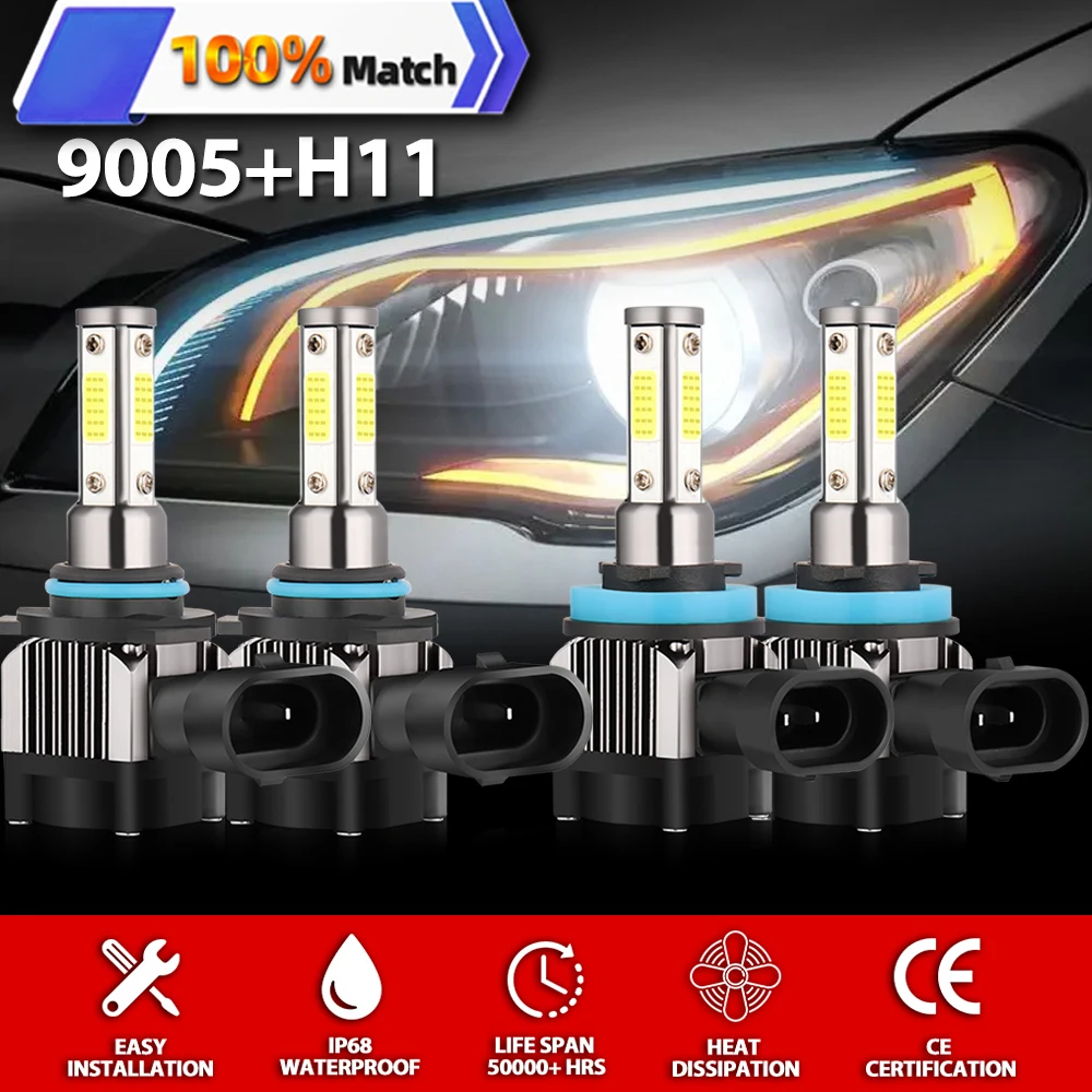 4PCS 40000LM Canbus LED Headlight Bulbs High Low Beam Led Lamps 3570 CSP Chip Car Lights 12V 6000K White Auto Headlamps