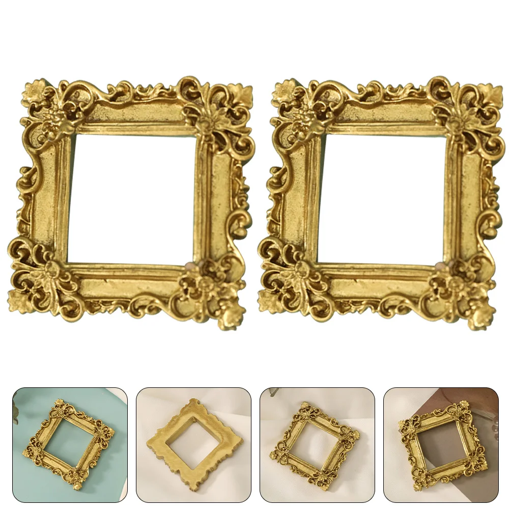 

Frame Miniature Photo Mini Picture House Resin Frames Vintage Accessories Ornament Compact Case Shell Supplies Furniture Diy