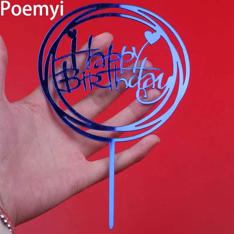 

Valentine's Day Acrylic Hand Writing Happy Birthday Cake Topper Dessert Wonderful Decoration for Birthday Party Lovely Gift
