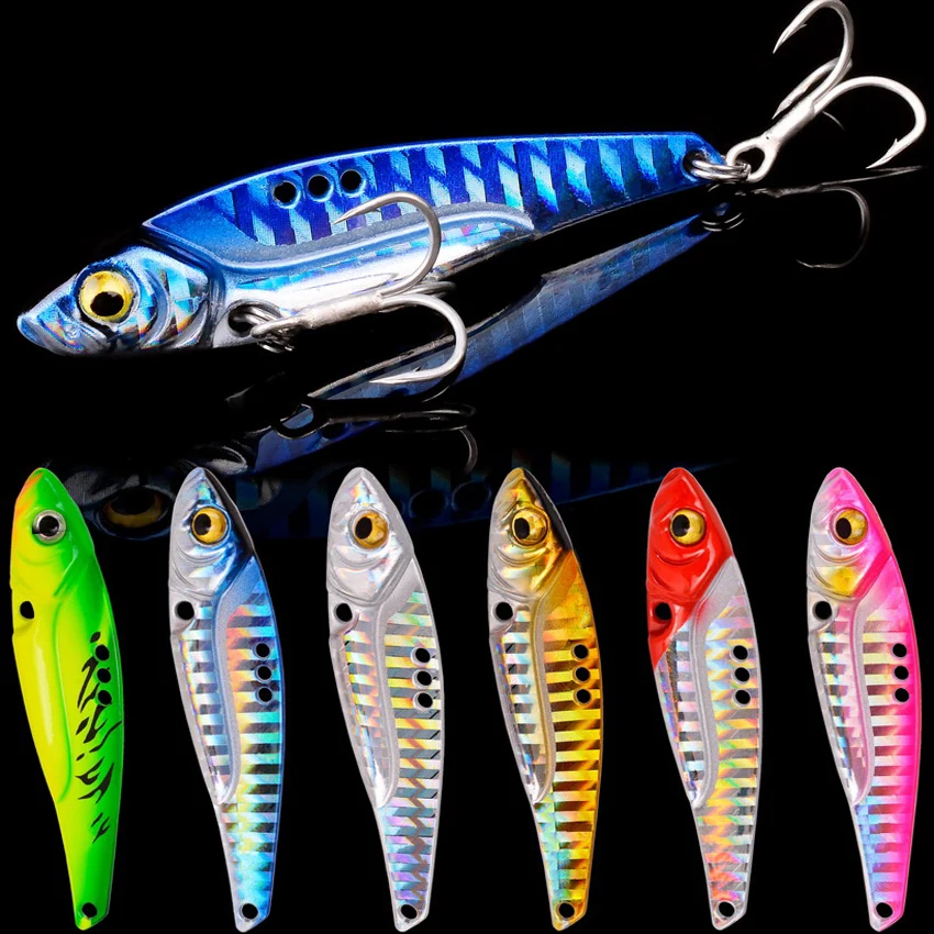 

6PCS Metal Lure Vibration Blade VIB Dragon Tooth Blood Trough Hook Vib Fishing Tackle Crankbait Sinking Vibrations Hard Bait