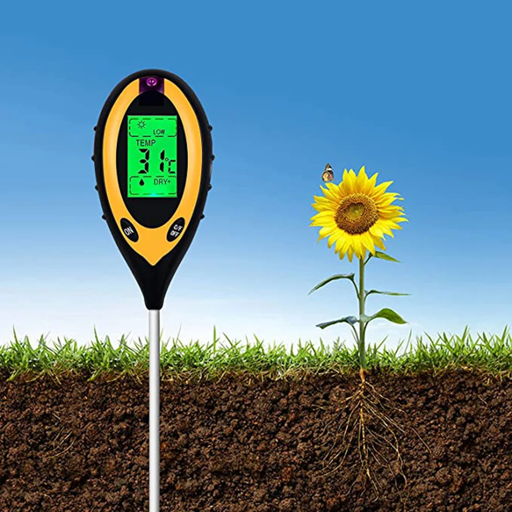 

4 In1 Soil PH Tester LCD Digital Temperature Moisture Meter Kit For Plant Flower Soil Moisture Meter 3 In 1 Ph Light & Moisture