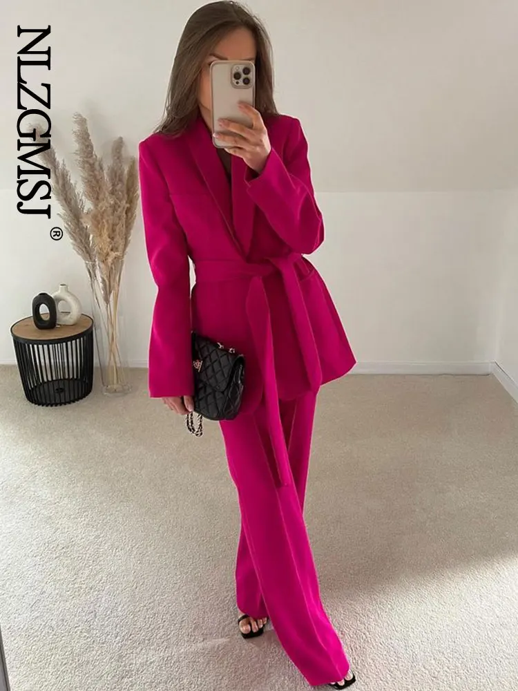 

Женские модные широкие брюки Nlzgmsj TRAF с передней складкой, винтажные женские брюки на молнии с высокой талией