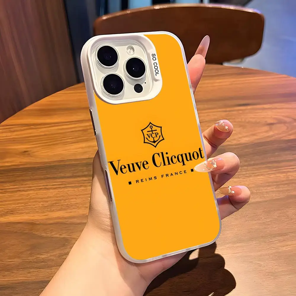 Фото Модный чехол V-Veuve Of C-Clicquot для iPhone 17 Air 16 15 14 Plus 13 12 11 Pro 7 8 XS Max XR, серебристо-белый, с бампером №2