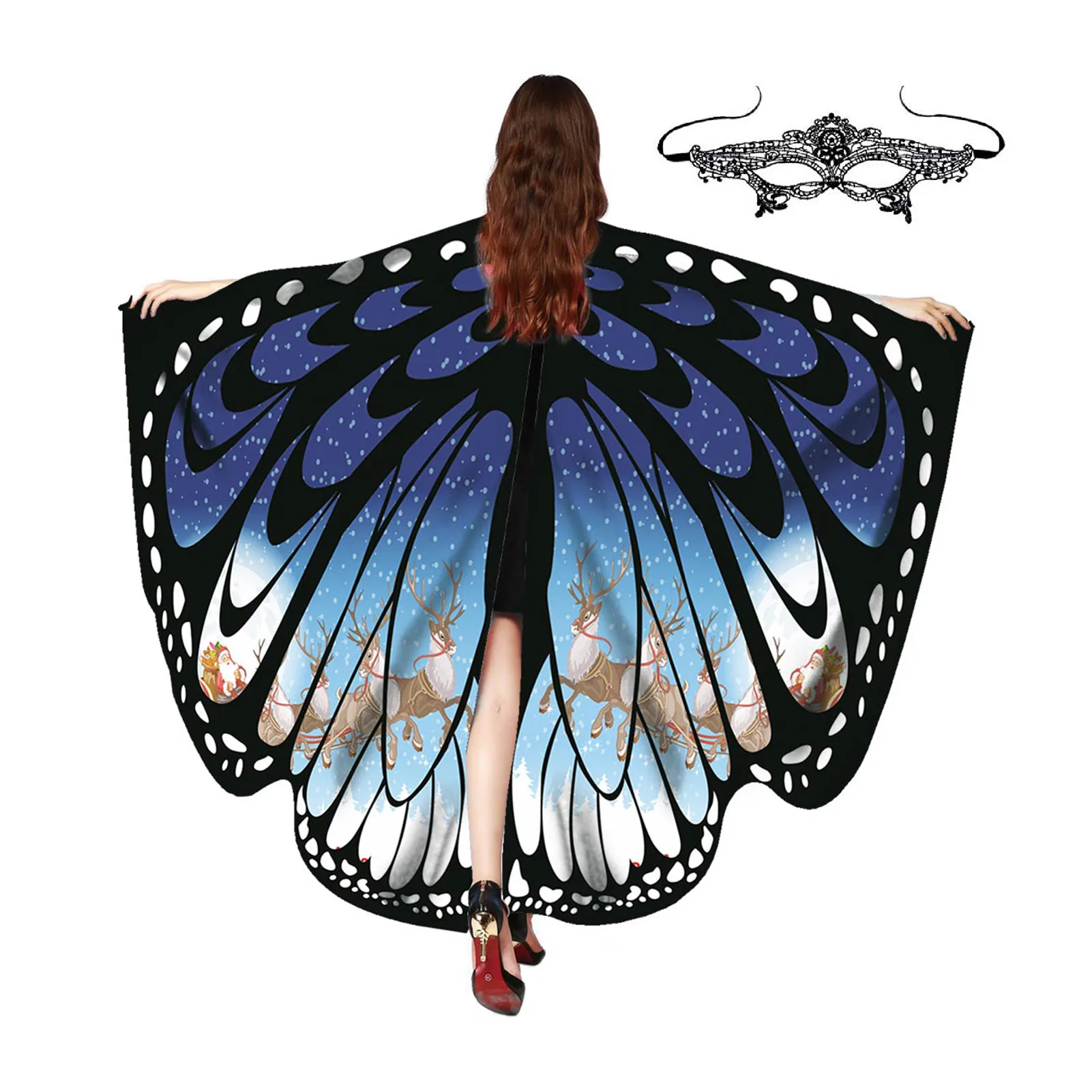 

Butterfly Wings Shawl Butterfly Wings Shawl With Headband Rhinestone Print Collar Carnival Costumes Halloween Costume Ladies