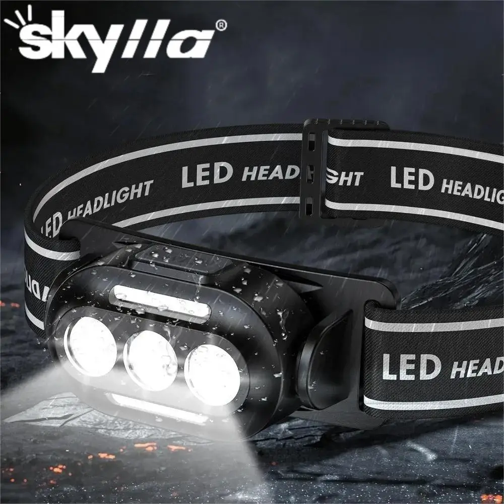 Ультра-яркий Перезаряжаемый Usb-налобный Фонарь С 3 Светодиодами Белый Красный