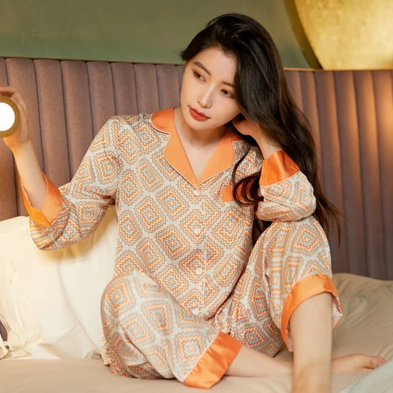 CAIYIER Black Leopard Grain Sexy Pajamas Set Luxury Casual Sleepwear Long Sleeve Pants Female Sleepwear Winter Party Nightwear