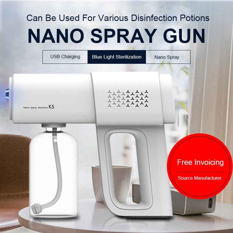 

K5 380ml Wireless Blu-ray Disinfection Sprayer Electric Atomizing Nano Disinfection Gun USB Charging For Facial Moisturizer