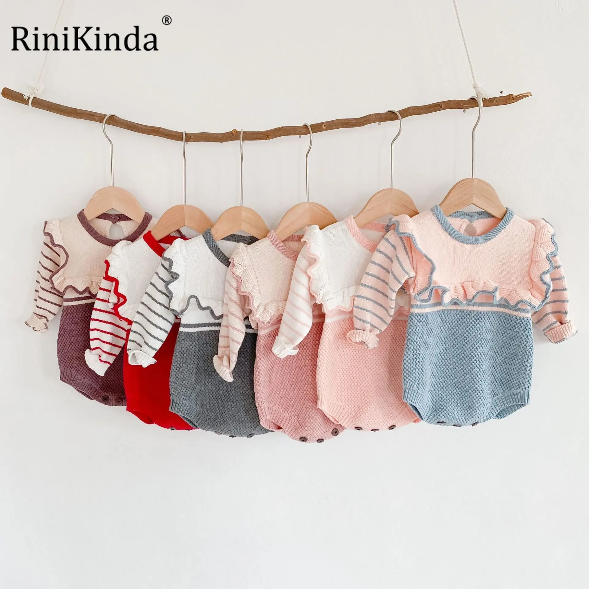 

Newborn Girl Baby Toddler Rompers Spring Summer Ruffles Striped Jumpsuit Kids Long Sleeve Bodysuit Children ClothesC01