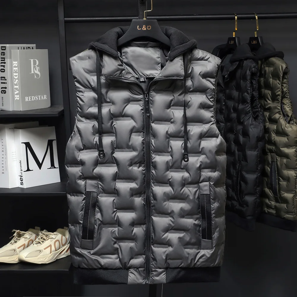 Men's Vest Jacket Winter Hot Sale New High Quality Waistcoat Men's Casual Vest Sleeveless Jacket Men's Hooded Coat Asian Size