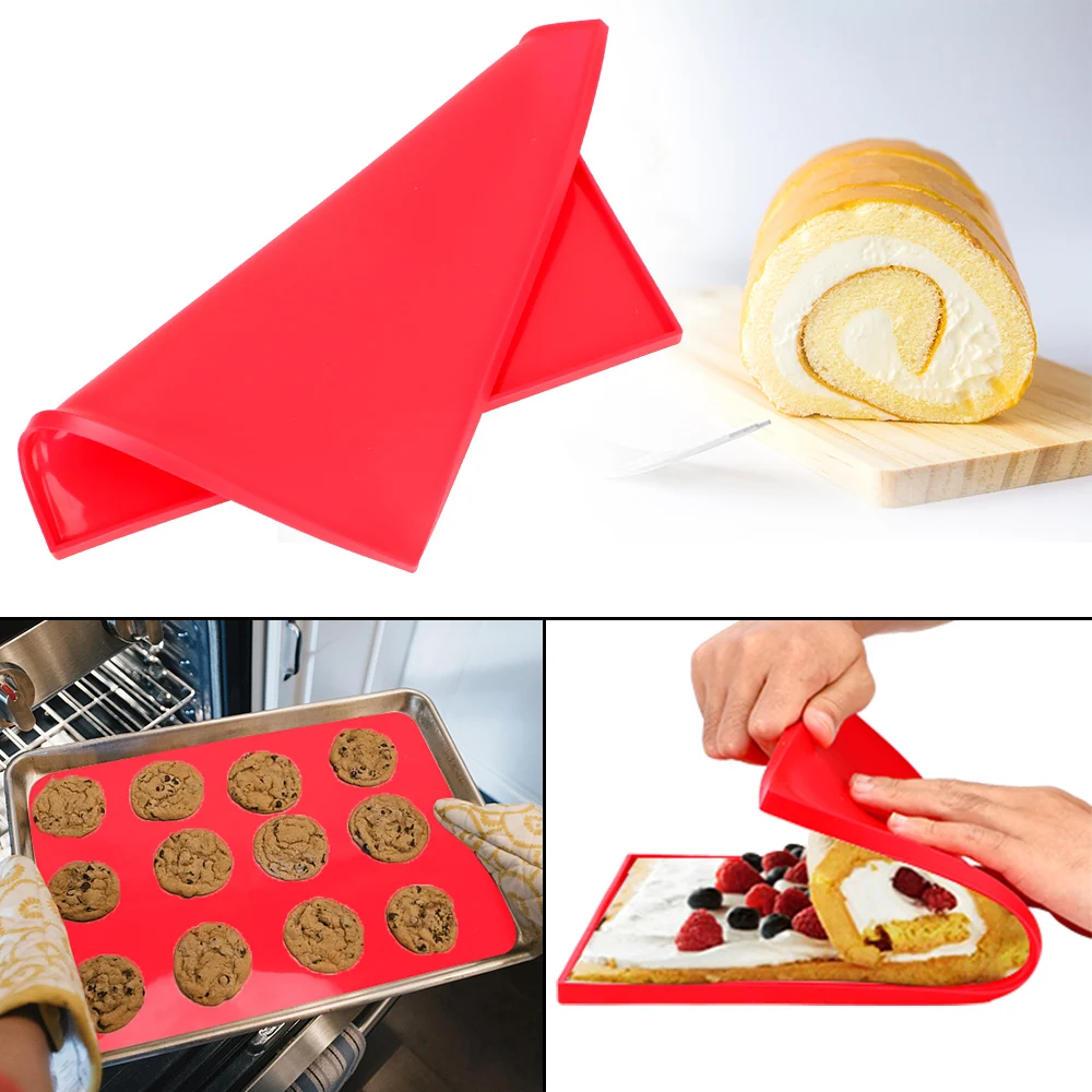 

Bakeware DIY Multifunction Cake Pad Silicone Baking Mat Oven Liner Swiss Roll Pad Non-Stick