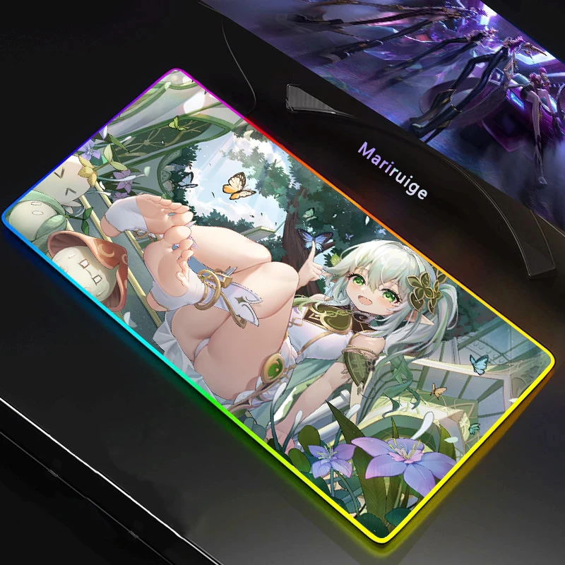 RGB коврик для мыши с сексуальной девушкой из аниме XXL игровой компьютерный