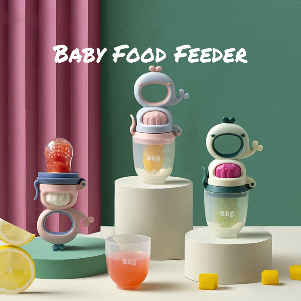 

Baby Food Feeder Feeding Fruit Vegetable Bite Pacifier with 3 Silicone Mesh Bags(2M+1L) Replacement Pacifier Chain for Kids