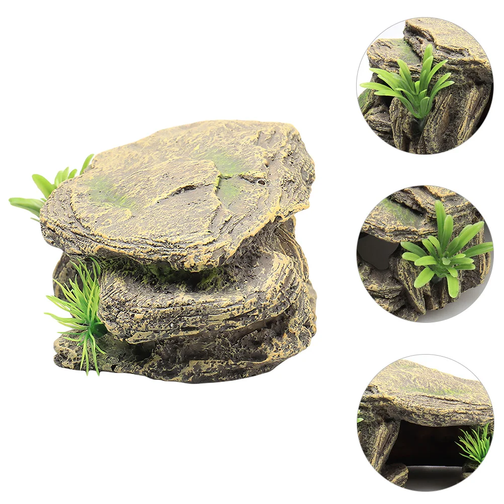 

Tank Aquarium Decorationsornament Decor Reptile Fordecoration Mountain Turtle Hideout Cave House Resin Basking Accessory