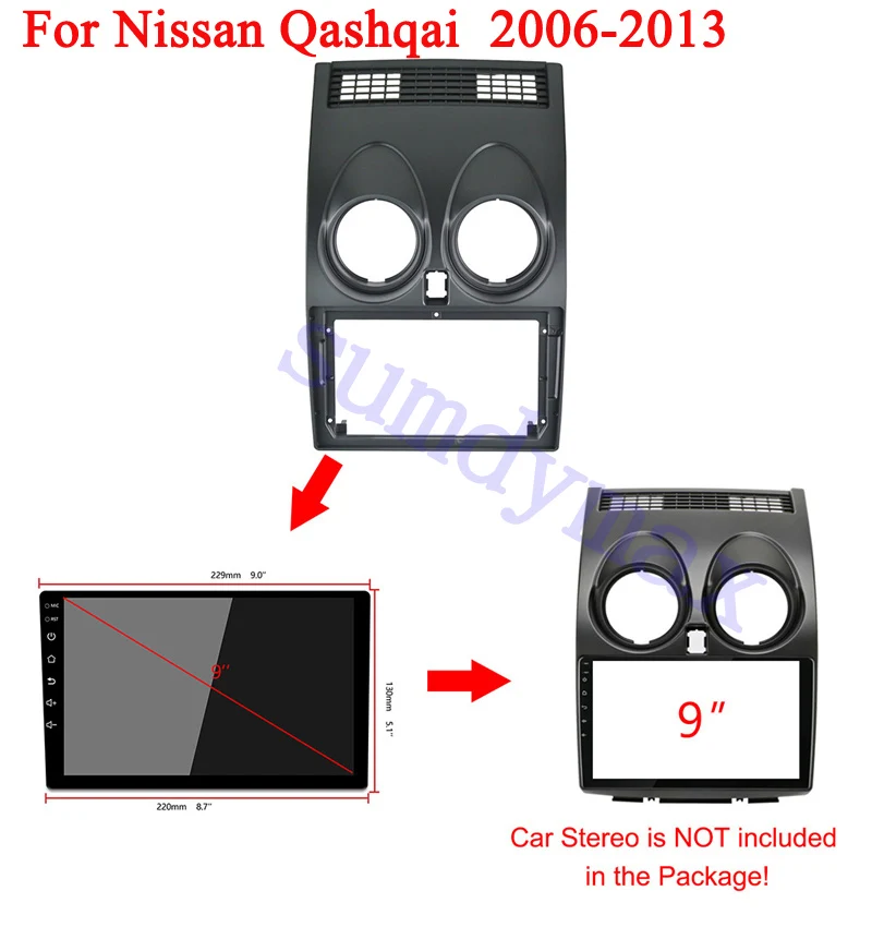 

9 inch android Car Radio Frame Kit For NISSAN Qashqai 2006-2013 Auto Stereo Dash Panel Mounting Head Unit Fascia Trim Bezel
