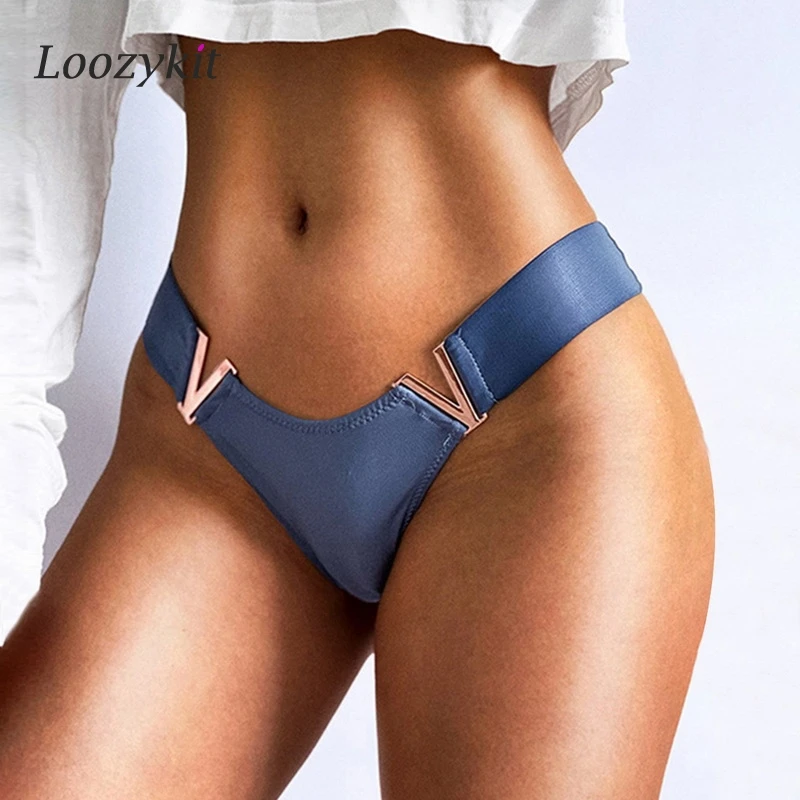 

Сексуальное нижнее белье, женские стринги с низкой посадкой, Роскошные V-образные трусики с металлической пряжкой, стринги, бикини, женские ...