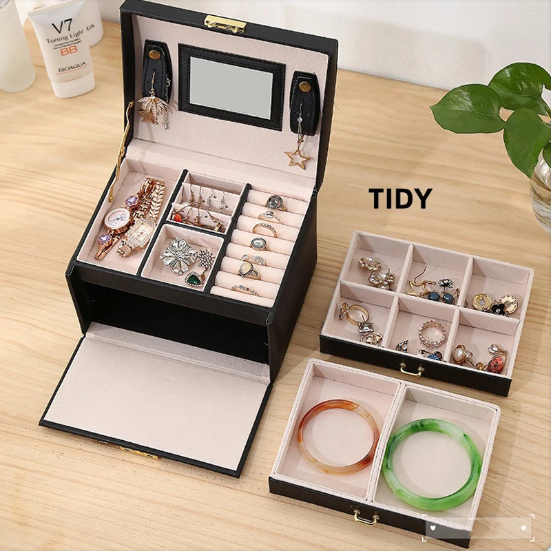 

High-quality Drawers Jewelry Storage Boxes Household Dustproof Earring Ring Necklace Organizers Case Jewellery Organize Casket